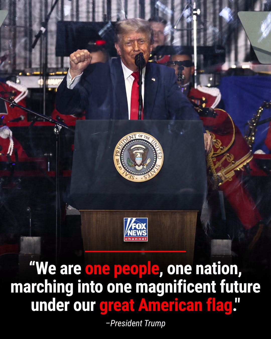 President Trump delivering a patriotic message on national unity
