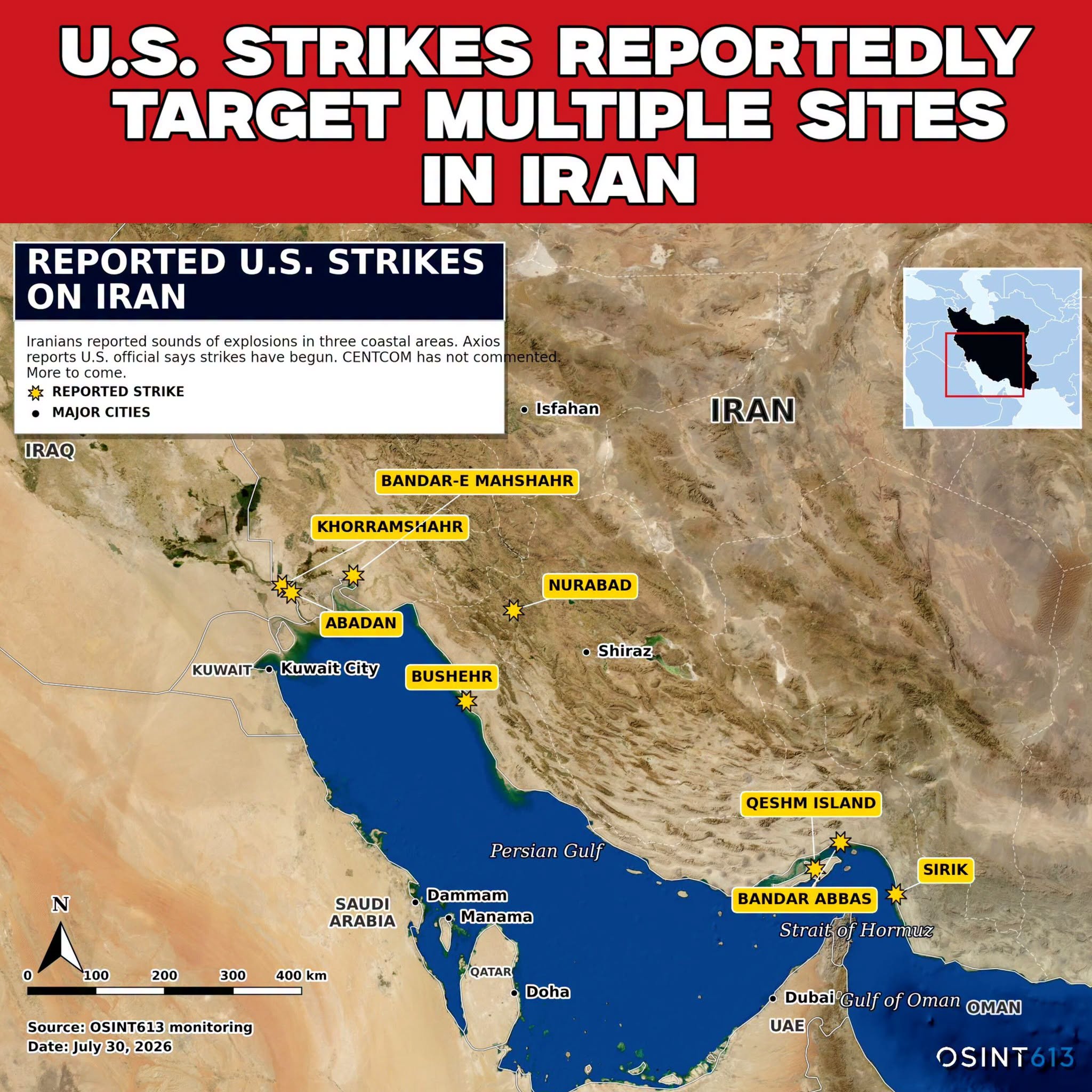 U.S. strikes on Iran July 30, 2026
